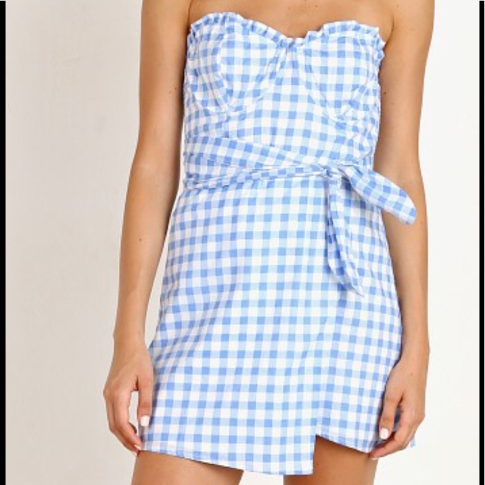 For Love & Lemons Dixie Mini dress Blue Gingham XS